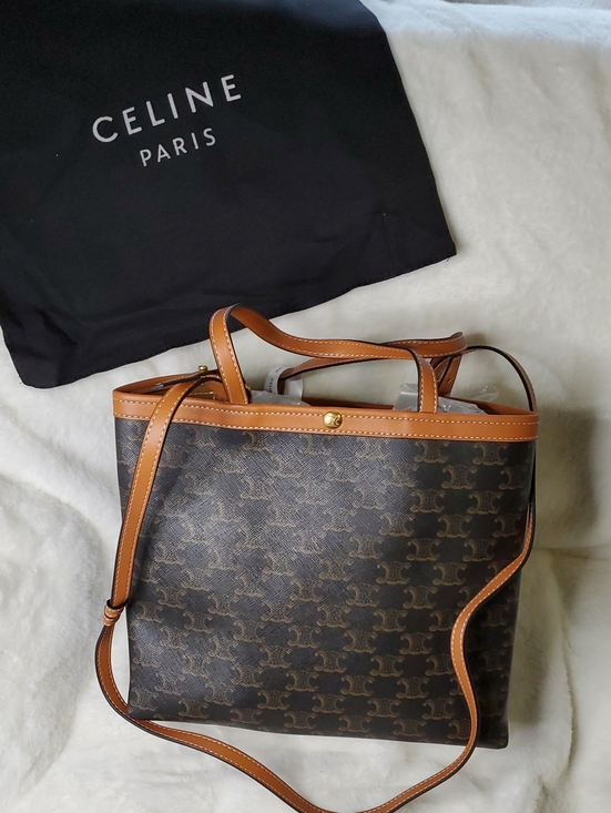 Source Unknown Handbags - Celine Brown Canvas Monogram Tote with Tan Trim